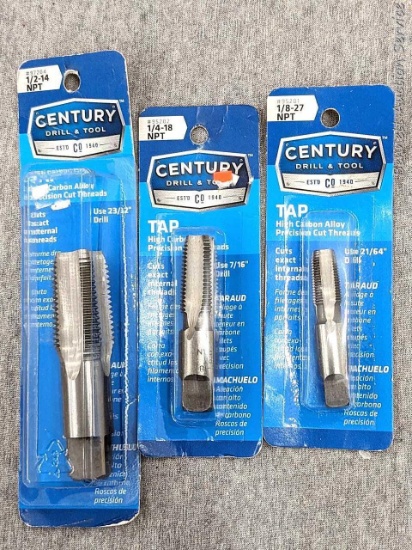 Century Drill & Tool brand Taps for cutting exact internal threads. Part #95201, #95202, #97204