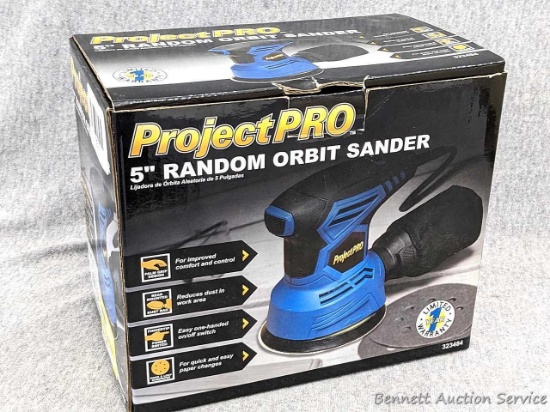 Project Pro 5" Random Orbit Sander appears to be NIP and unused.