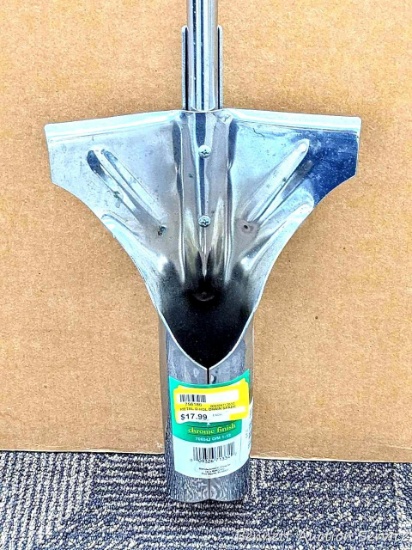 New Metal bulb planter spade with chrome finish. Measures approx 40" long.