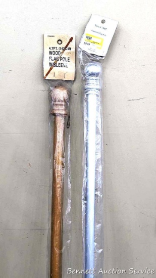 Pair of approx 5 ft aluminum flag poles.