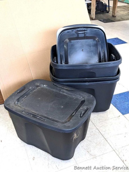 Five totes with lids.