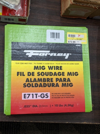 Forney flux core mild steel MIG wire; .035" diameter, 10 pounds.