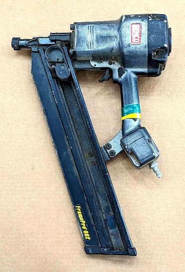 Senco framing nail gun is Model Frame Pro 602. Comes with manual and wrench. About 20" tall and in