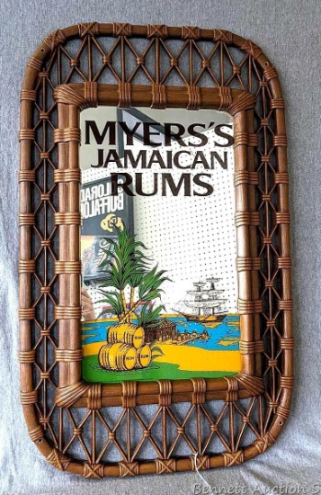Myers's Jamaican Rum mirror is in good condition and measures about 19" x 31" overall.