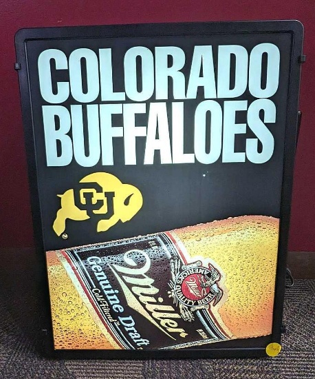 Colorado Buffaloes Miller Genuine Draft beer light works and measures about 15" x 20". One small