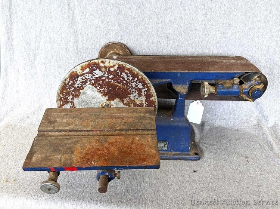 Belt-driven disc / belt sander with a sturdy cast iron base. Takes 4" belts and 8" sanding discs.