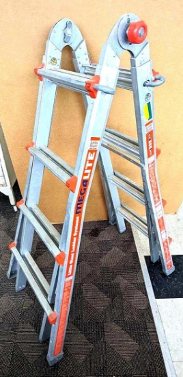 Little Giant Mega Lite extra heavy duty ladder has a 300 lb rating. Type IA. Stepladder sizes from