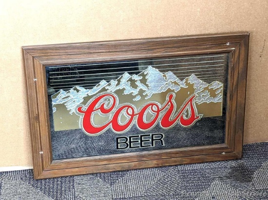 Coors Beer mirror is about 28" x 18" over frame.