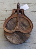 Pickup in Rib Lake. Vintage Jamesway cast and wooden pulley is 12