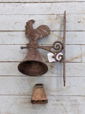 Pickup in Rib Lake. Cast Iron rooster bell and small rustic cowbell. Rooster bell is missing