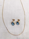 Pickup in Rib Lake. Eye catching blue earrings and a and a very dainty gold chain with link marked