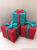 Trio of Christmas holiday presents to decorate your home for the holidays. Larger 2 gifts measure