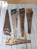 Pickup in Rib Lake. Assortment of 5 hand saws, usable but would also make great crafting surfaces.