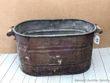 Pickup in Rib Lake. Metal planter with wooden handles measures approx 27