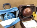 Pickup in Rib Lake. Two vintage bowling bags with balls, a pair of shoes, cleaning or polishing
