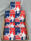 7 packages of Crosman CO2 cartridges. 6 boxes appear to be unopened and unused, last box is missing