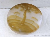 Pickup in Rib Lake. Frosted glass trinket dish depicts a tree, 4-1/2