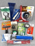Drum trap cover, plastic cutting knife, glass & tile scraper, glass squeegee, mirror and picture