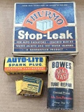 Pickup in Rib Lake. Vintage automotive supplies including Thurmo Stop-Leak, spark plug and tube
