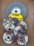 Pickup in Rib Lake. 7 metal grinding discs. Brand names incl DeWalt, Illinois Industrial Tool, and
