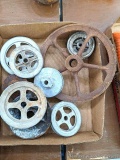 Pickup in Rib Lake. Variety of pulley wheels. Largest is 9-1/4