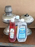 Pickup in Rib Lake. Will ship without liquids. Two vintage oil lamp bases, two full and one partial