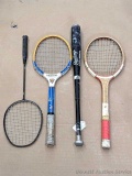 Pickup in Rib Lake. Tennis rackets and a Rawlings baseball bat.