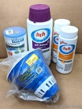 Pool or hot tub supplies incl Intex Filter Cartridge, Floating Chlorine Tablet Dispenser, approx 3