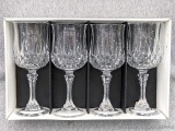 Set of 4 Cristal d'Arques Longchamp long stemmed goblets made in France; measures 7