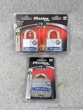 Three Master Lock laminated padlocks are rated 8 on the scale.