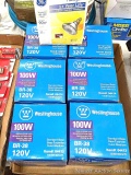 Six Westinghouse 100 watt green outdoor flood lights, and another bulb that rattles.