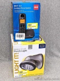 Light It! brand wireless 12 LED porch light, 275 lumens, silver color; RCA DECT 6.0 cordless phone