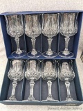 Set of 8 Cristal d'Arques Longchamp long stemmed goblets made in France; measures 7