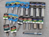 Assortment of Channel Lock, Allen, Do It Best sockets, hex bits, drive extensions. SAE