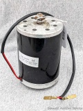 Electric motor with sticker stating Model CH1070, voltage 36VDC, rated speed 3000RPM, output 1000W;