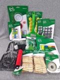 Sewing kit, tape, magnets, felt pads, rubber tie downs, squeegee, manual pencil sharpeners, more