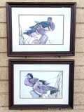 Two nicely framed and matted, signed and numbered duck prints by Arthur LaMay are about 14