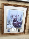 Nicely framed and matted, signed and numbered Top Buck print by Stans incl stamp and Limited Golden