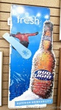 Bud Light Beer sign with a snowboarder is about 3' x 20