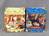 Two Pioneer Woman cookbooks incl Food From My Frontier and A Year Of Holidays. Dust cover of blue