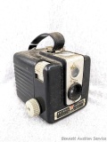 Kodak Brownie Hawkeye Flash Model camera appears complete and in good condition.