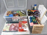 Crafters supplies incl decorative scissors, stamps, stickers, cards, matting frames, more