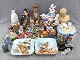 Assortment of knick knacks for your home incl some cute bird figures, Victorian style lady, bud vase