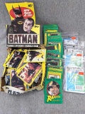 Batman and Raiders of the Lost Ark trading cards with 300 card sleeves. Batman box of cards is in
