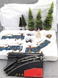 Vintage Mar Toys model train track or rail divider; Lemax snowy river pieces up to around 7
