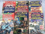 Nine Marvel Comic books all from Sgt. Fury and His Howling Commandos, copyrights all late 1960s.