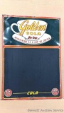 Wonderful antique enameled Sun Drop Golden Cola Coffee advertising chalkboard / sign