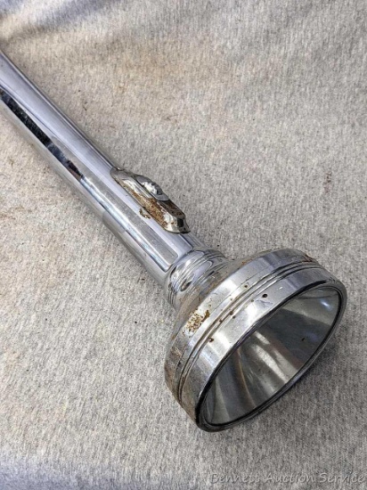 Huge retro flashlight was made by Dog Supply House and measures nearly 1-1/2' long. Light window