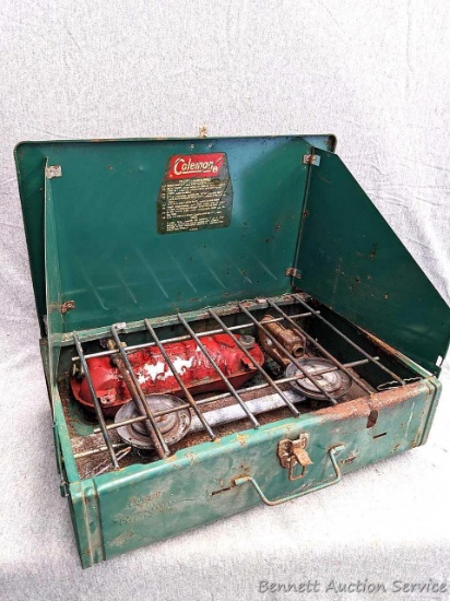 Coleman Model 425E camp stove is about 18" x 11" x 5".