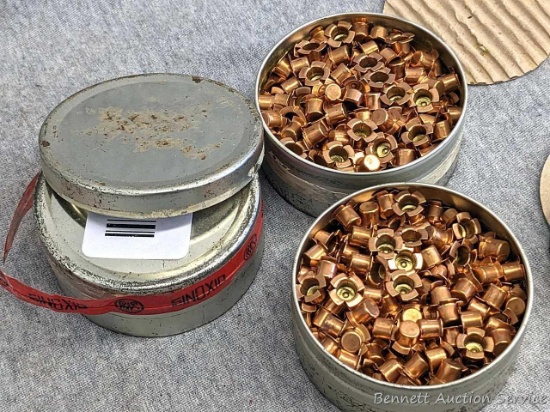 No shipping.  Three cans of musket caps or black powder caps, both open cans appear to be full or
